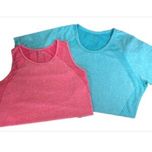 BCG Athletic Tops XL Blue Tee Pink Racerback Tank Workout Bundle